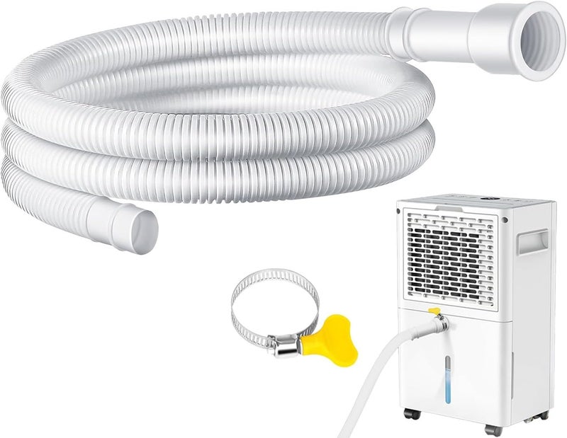 THDEING Dehumidifier Drain Hose with Cuttable Rubber Adapter & Connect Clamp,3/4 Inch FHT, Flexible Universal Drain Hose for Most Dehumidifier and Air Conditioner Brands (5 Feet) - Image 1